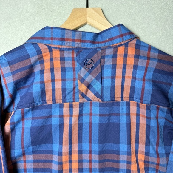 Magellan Outdoors Men Vented Fishing Shirt Classic Fit Blue Orange Plaid 2XL - Picture 12 of 14